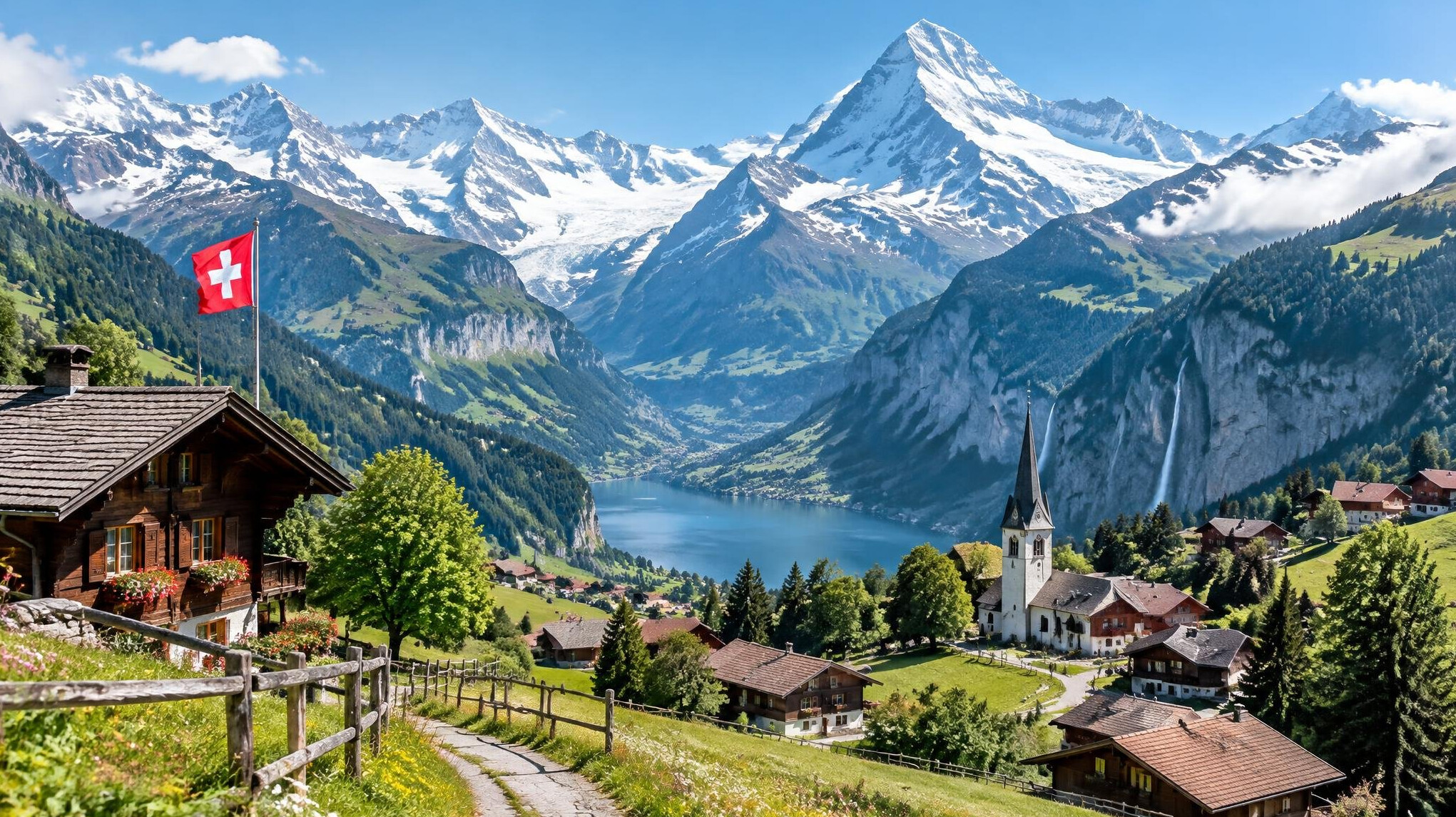 swiss alps with snow