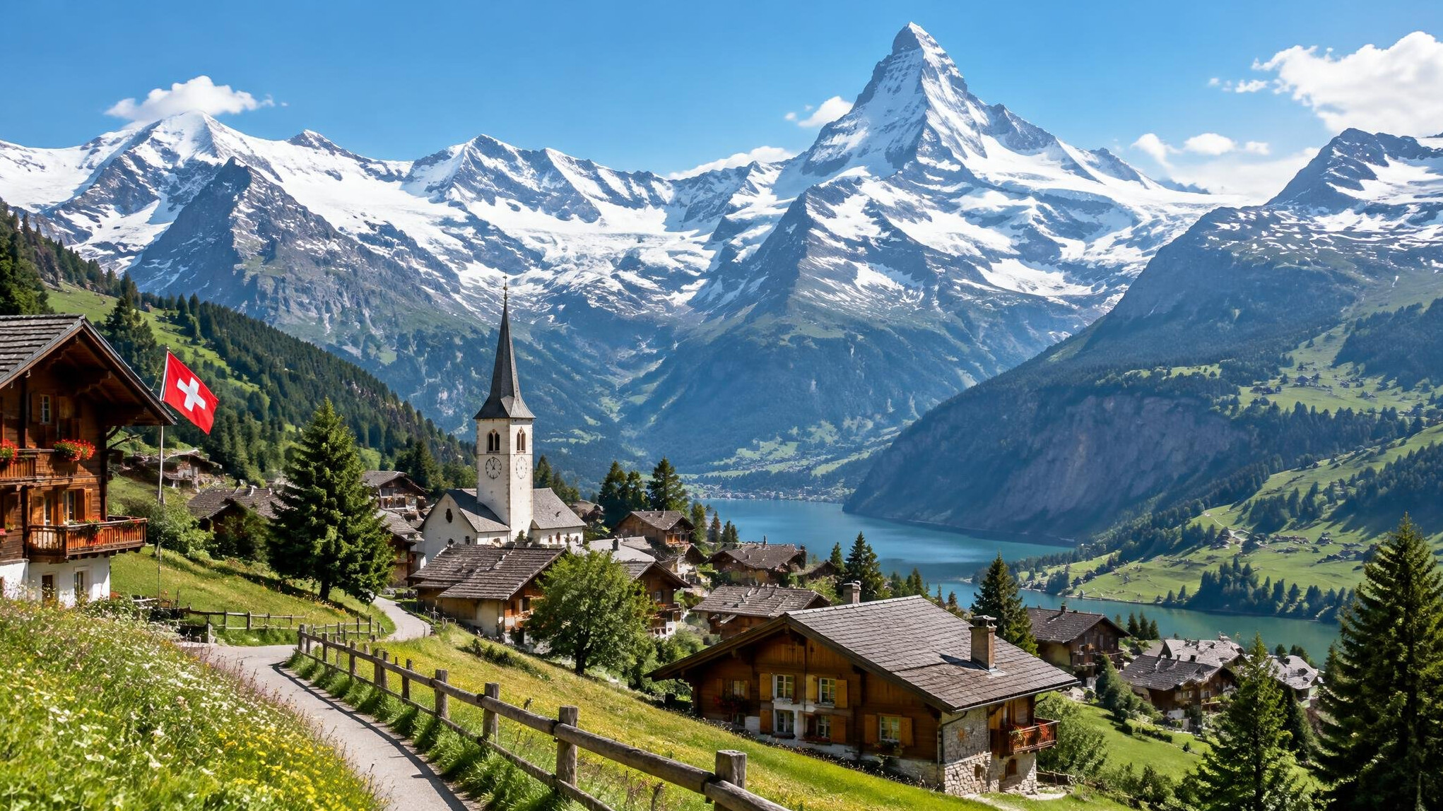 swiss alps with snow